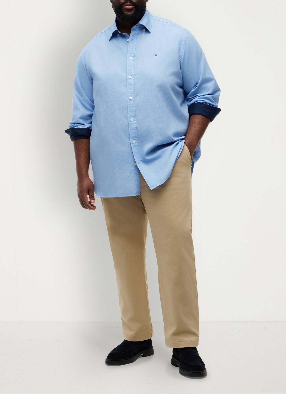 Tommy Hilfiger Regular fit overhemd in katoenblend - voorkant 5 blauw