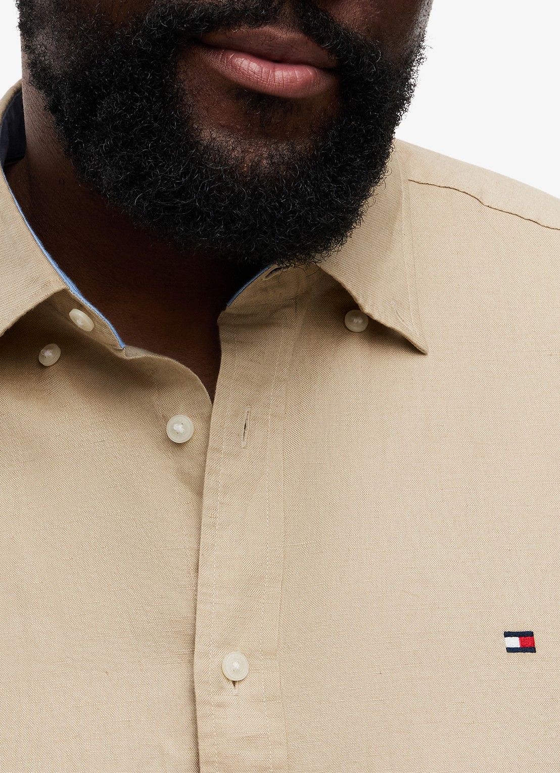 Tommy Hilfiger Regular fit overhemd in katoenblend - detail 5 beige