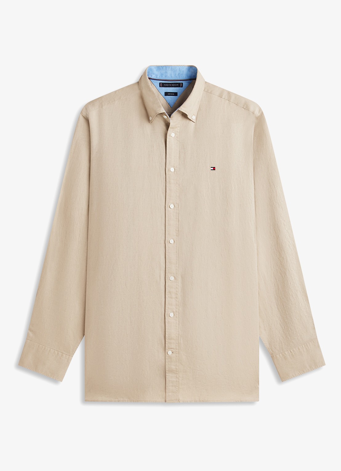 Tommy Hilfiger Regular fit overhemd in katoenblend - voorkant 2 beige