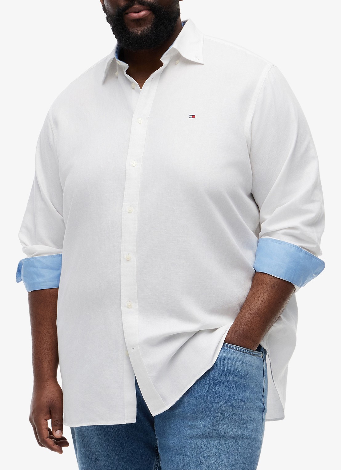 Tommy Hilfiger Regular fit overhemd in katoenblend - detail 2 wit