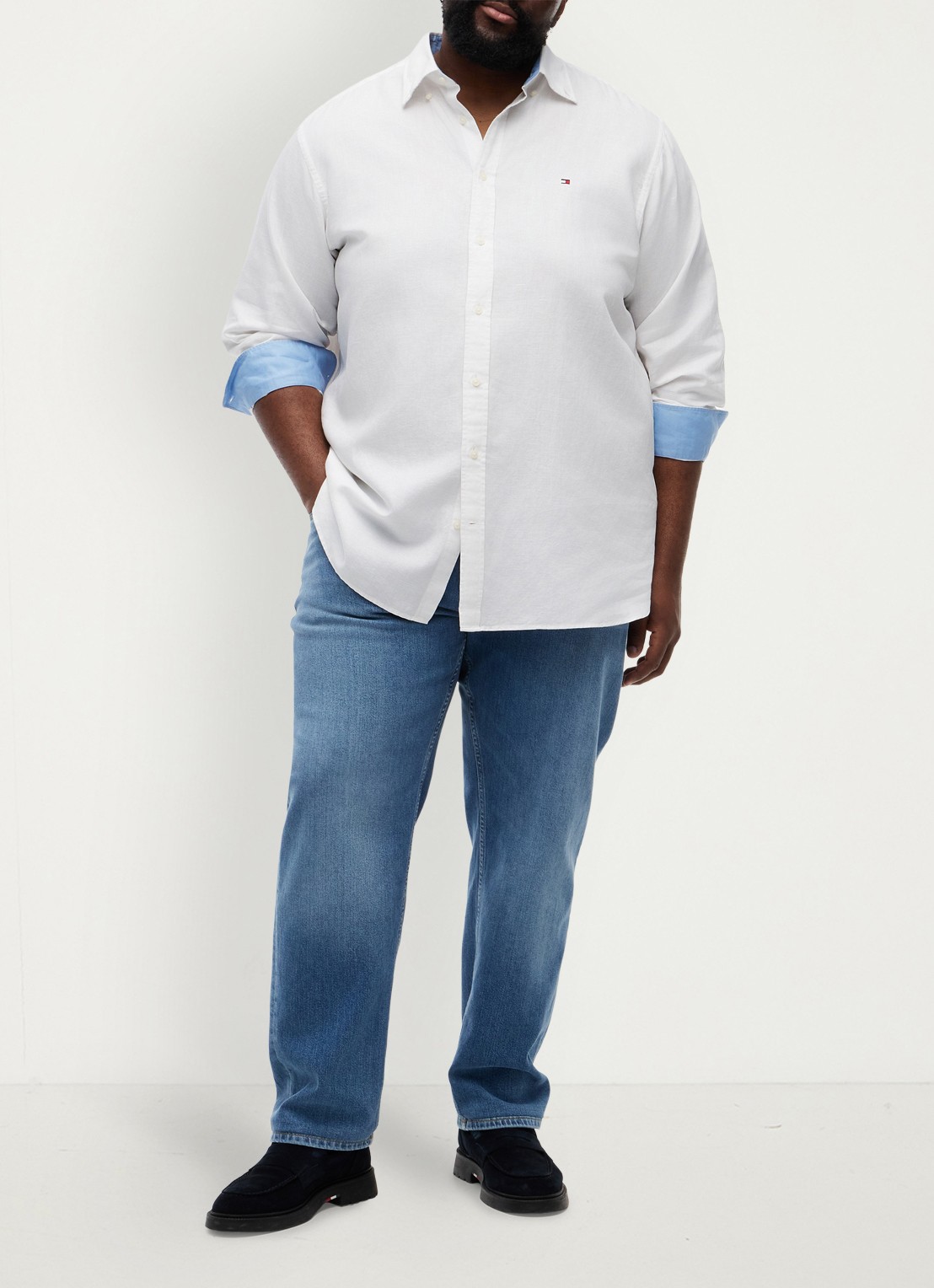 Tommy Hilfiger Regular fit overhemd in katoenblend - voorkant 5 wit