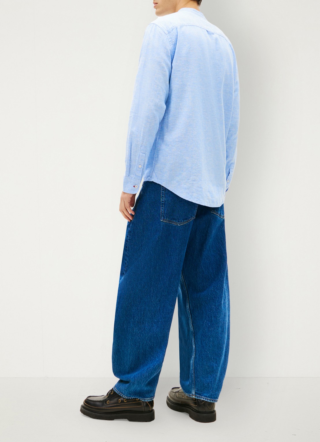 Tommy Hilfiger Regular fit overhemd in linnenblend - achterkant 5 blauw