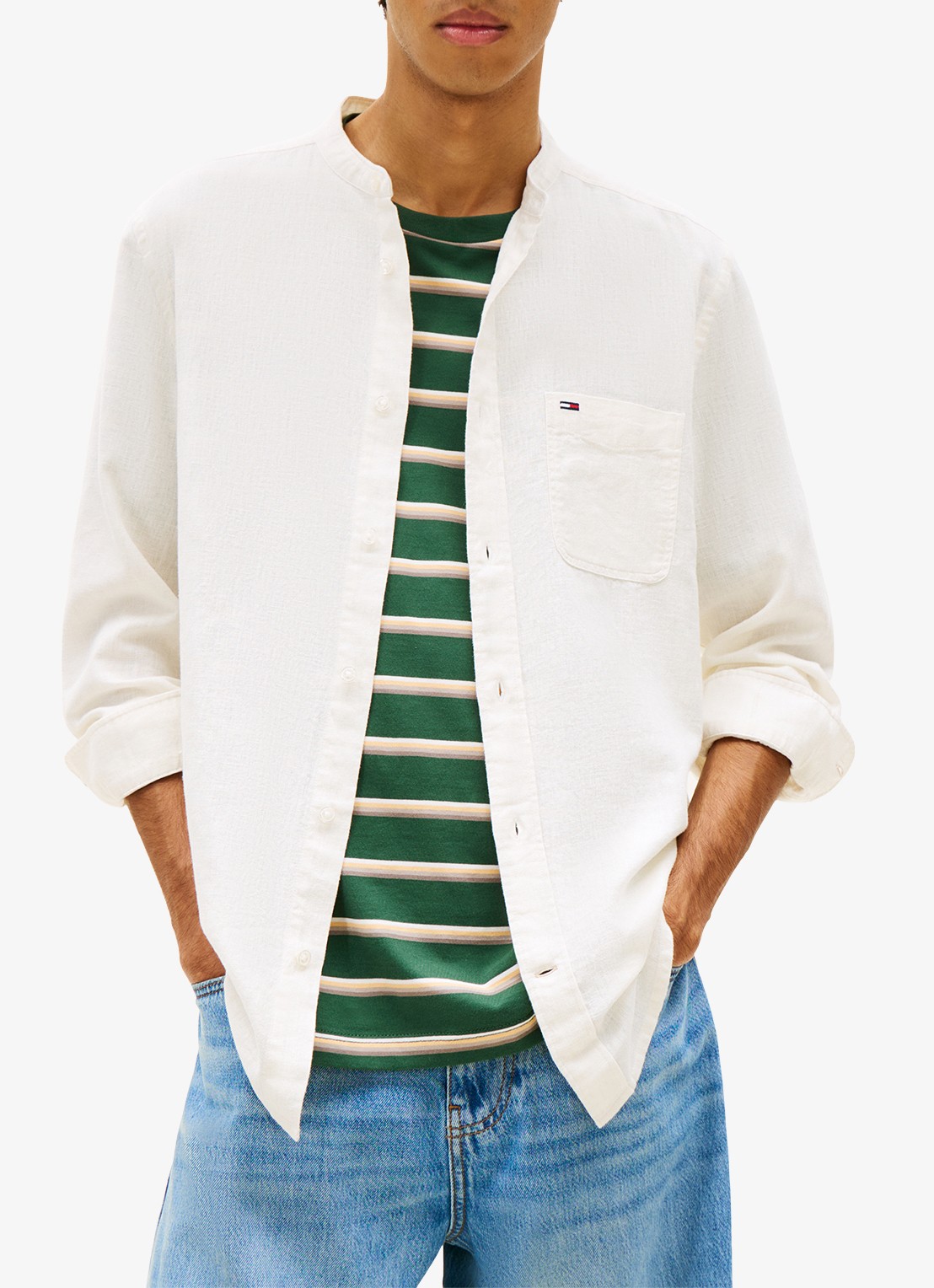 Tommy Hilfiger Regular fit overhemd in linnenblend - detail 2 wit
