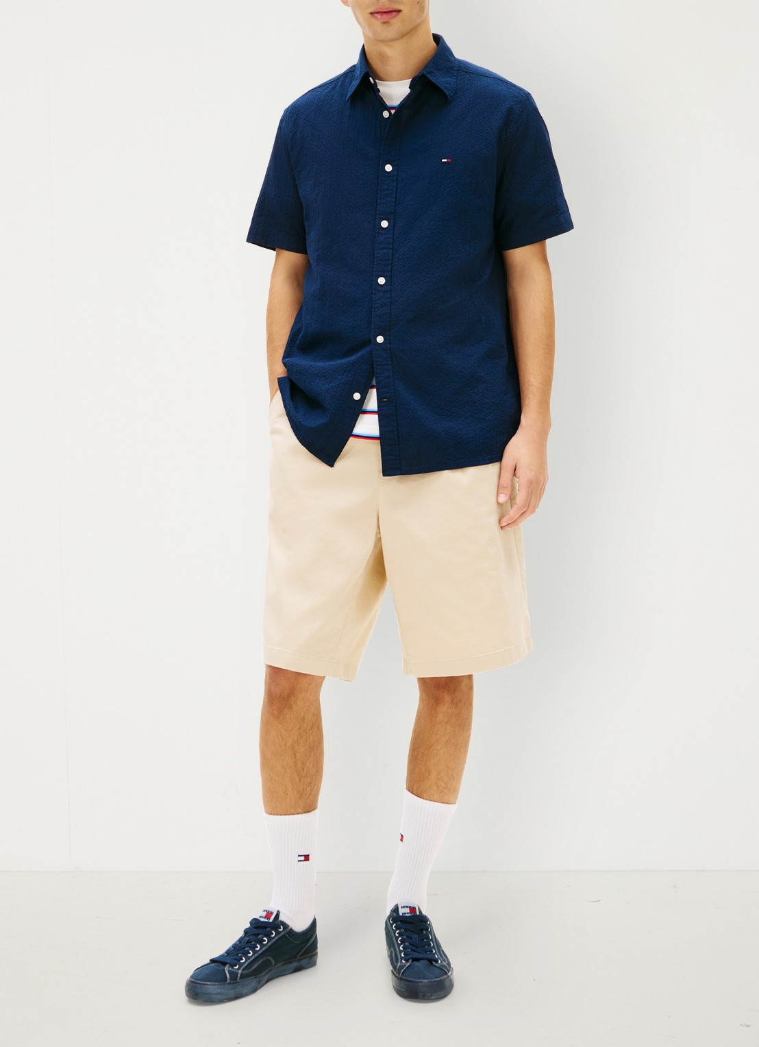 Tommy Hilfiger Regular fit overhemd in linnenblend - voorkant 2 dark night navy-c1g