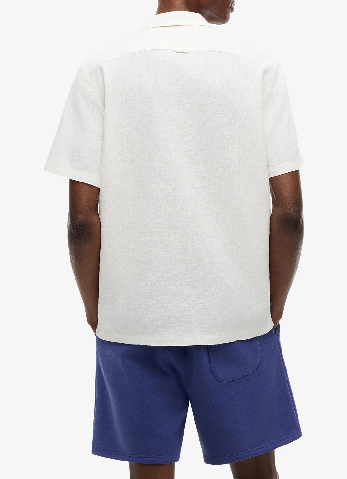 Tommy Hilfiger Regular fit overhemd in linnenblend - achterkant ecru-ybl