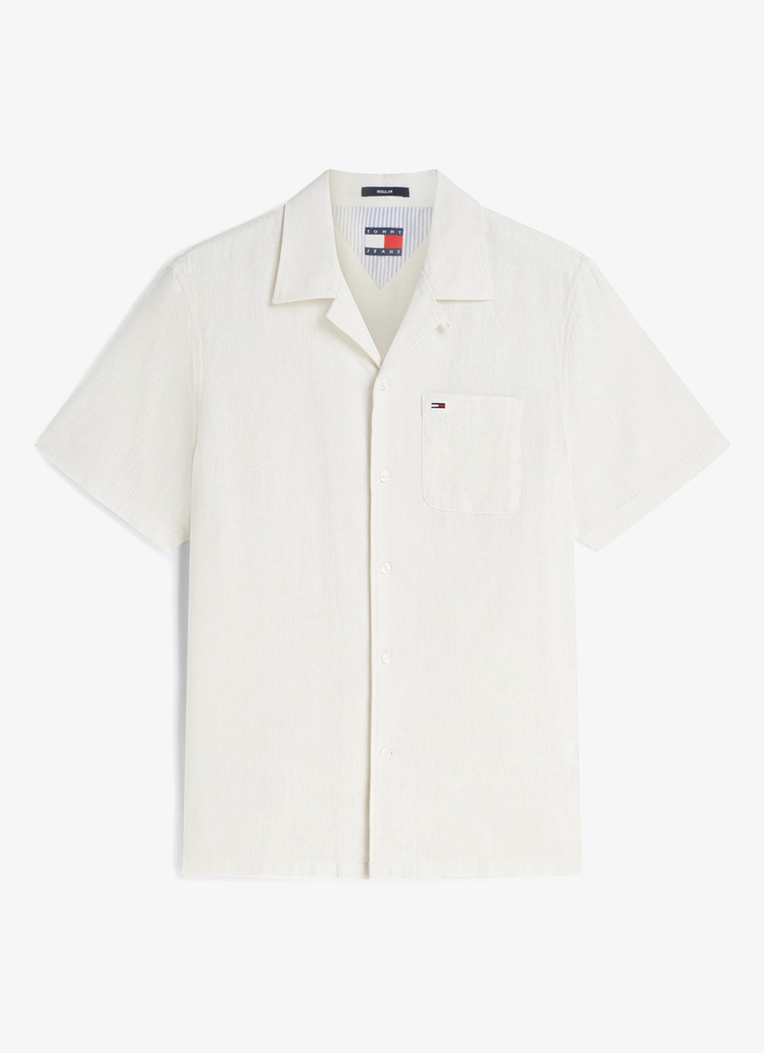 Tommy Hilfiger Regular fit overhemd in linnenblend - voorkant 2 ecru-ybl