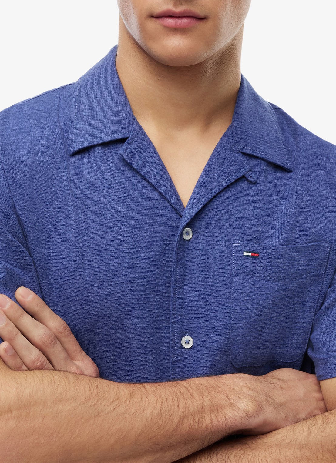 Tommy Hilfiger Regular fit overhemd in linnenblend - detail 2 blue storm-c6q / blauw