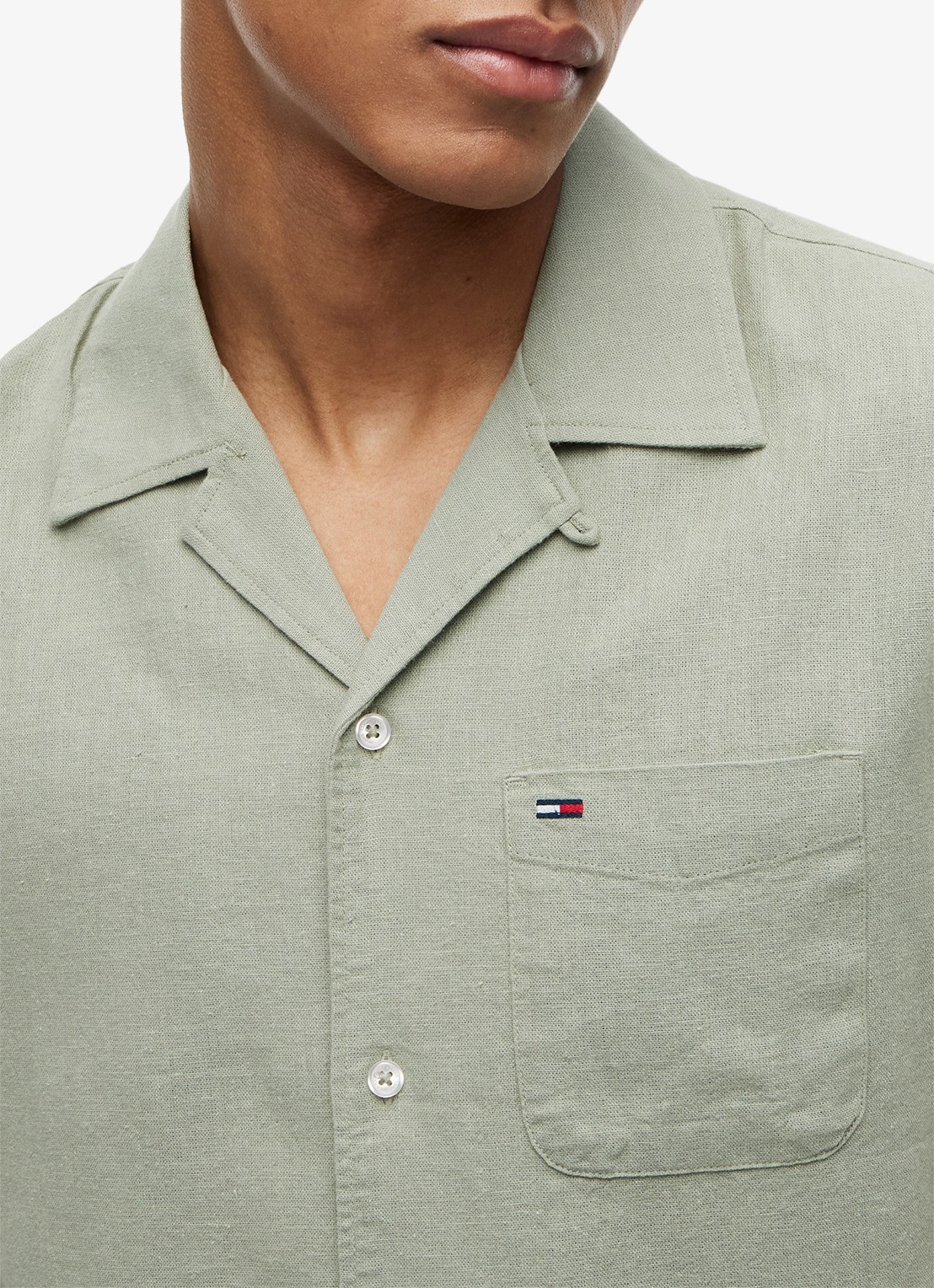 Tommy Hilfiger Regular fit overhemd in linnenblend - detail 2 spring olive-pmo / groen