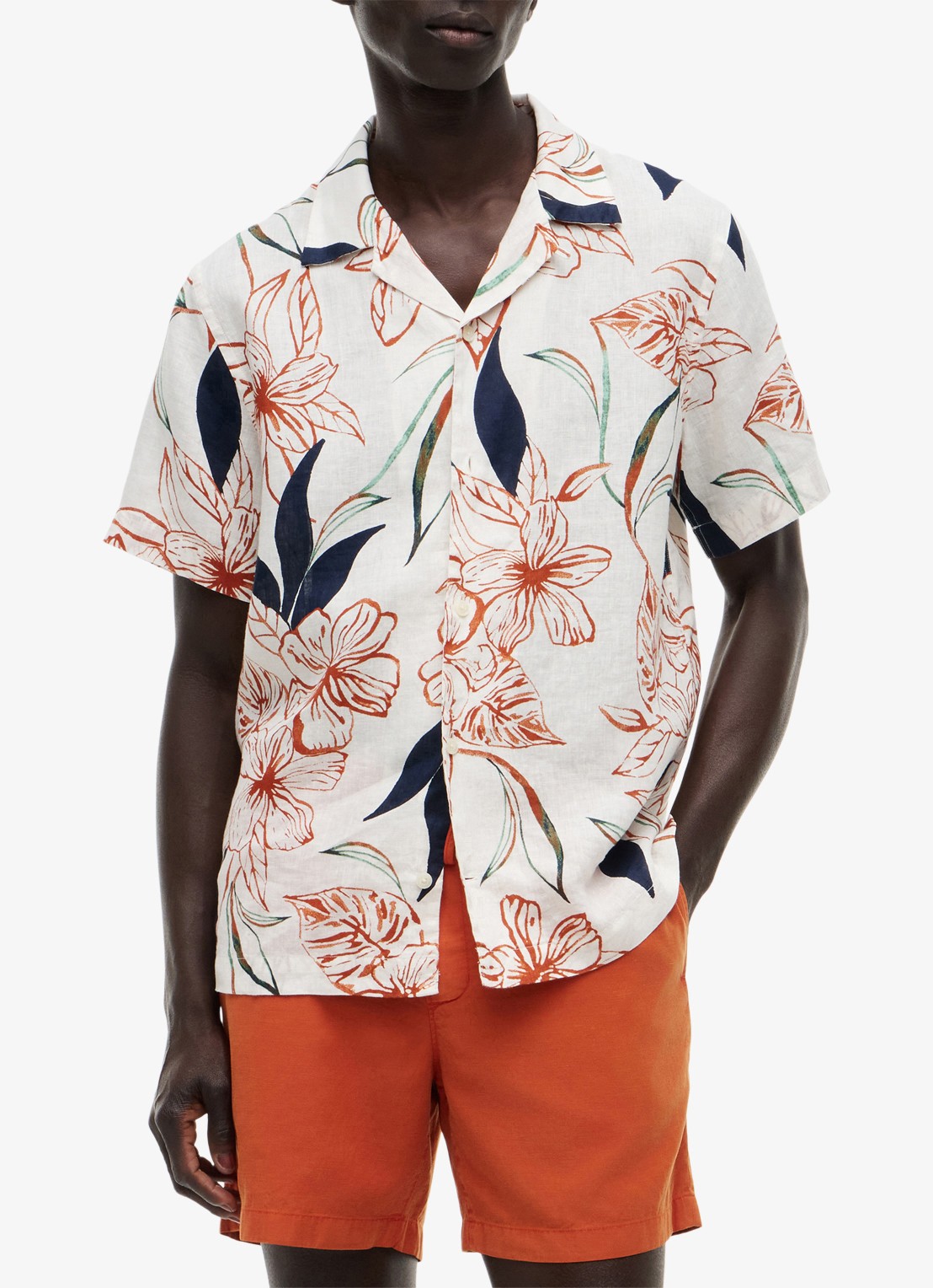Tommy Hilfiger Regular fit overhemd met bloemenprint - detail 4 ivoor