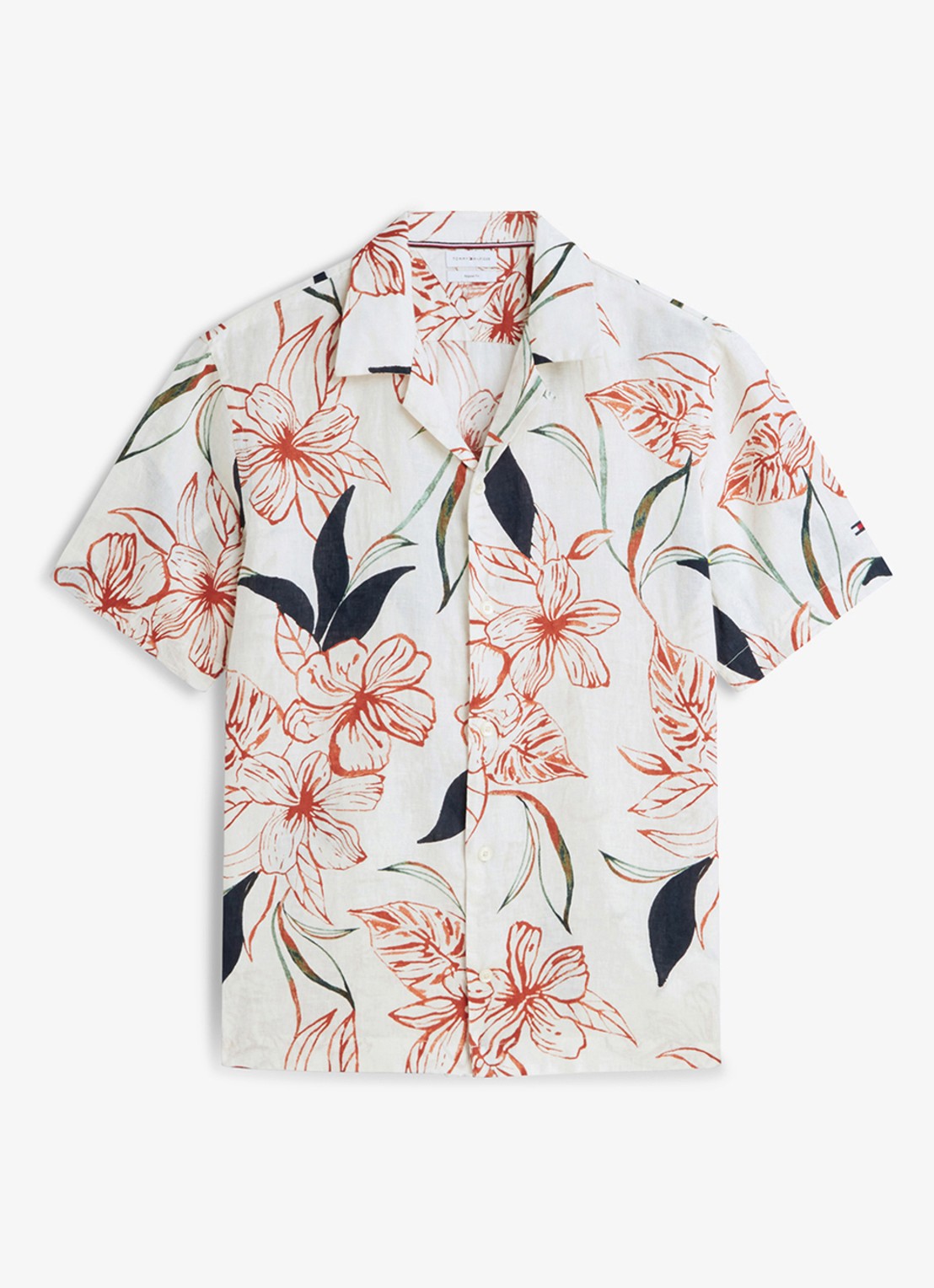 Tommy Hilfiger Regular fit overhemd met bloemenprint - voorkant ivoor