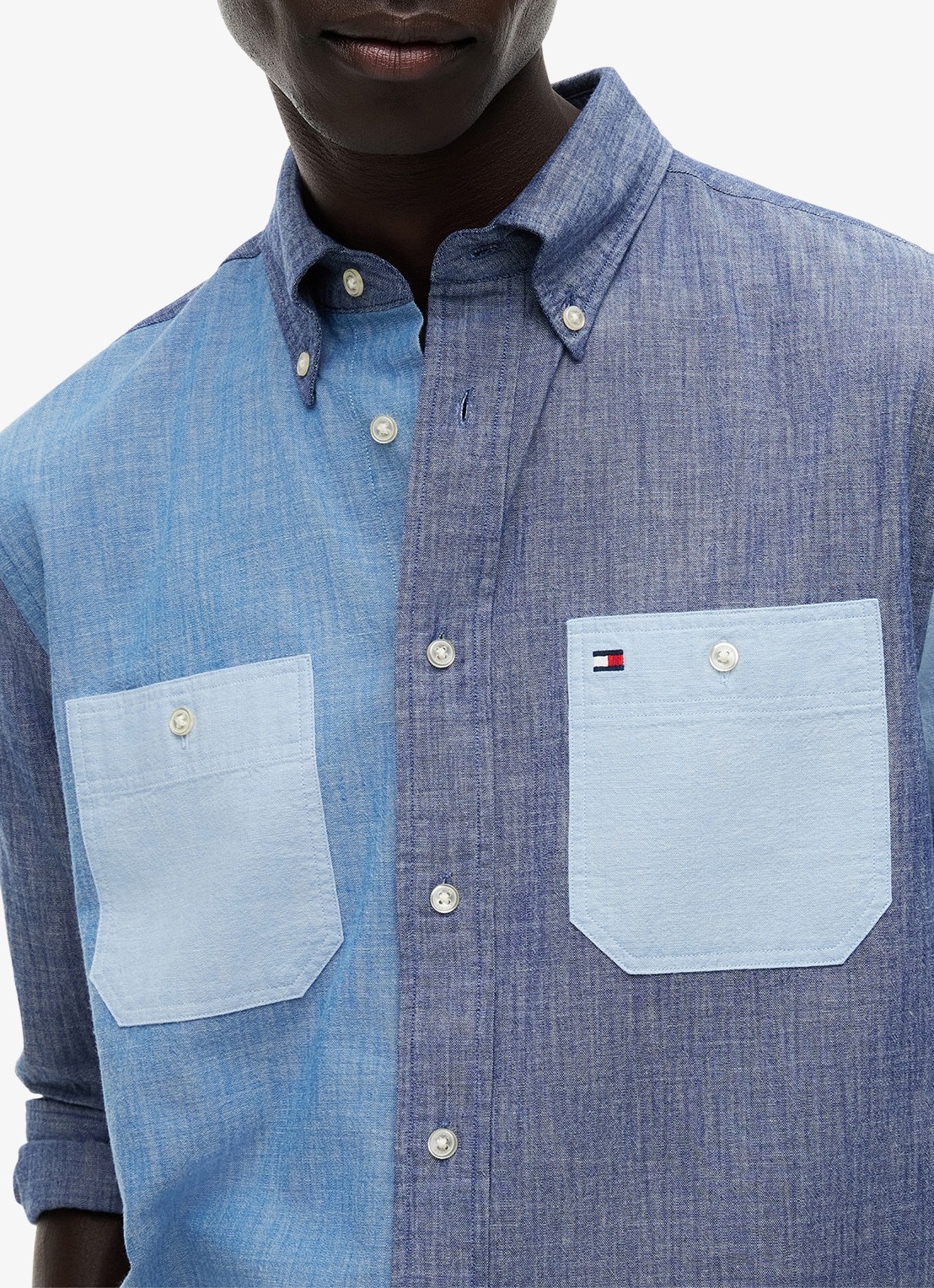 Tommy Hilfiger Regular fit overhemd met colour blocking - detail 4 blauw