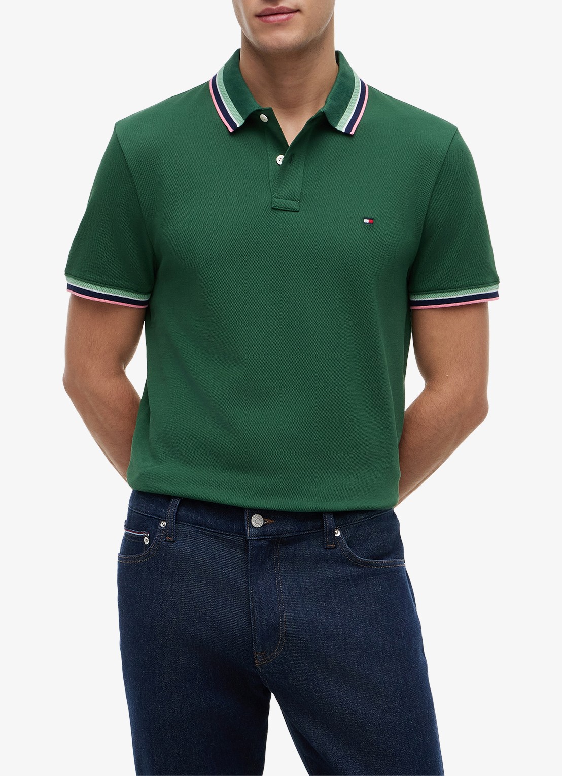 Tommy Hilfiger Regular fit overhemd met gestreept detail - detail 2 groen