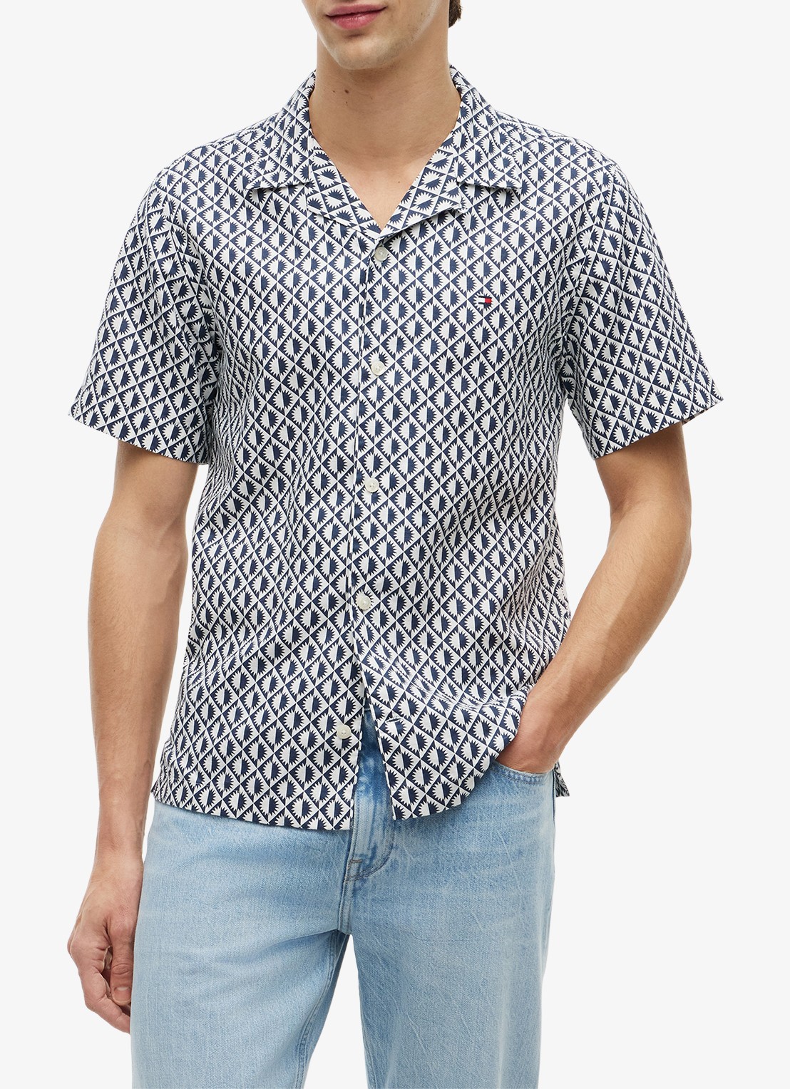 Tommy Hilfiger Regular fit overhemd met grafische print - detail 4 donkerblauw