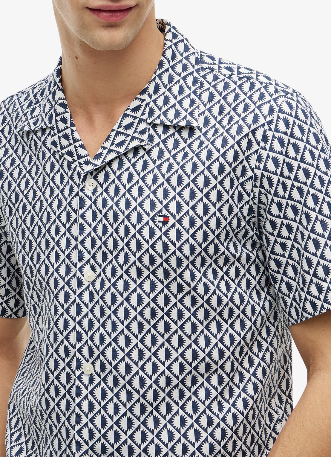 Tommy Hilfiger Regular fit overhemd met grafische print - detail 5 donkerblauw