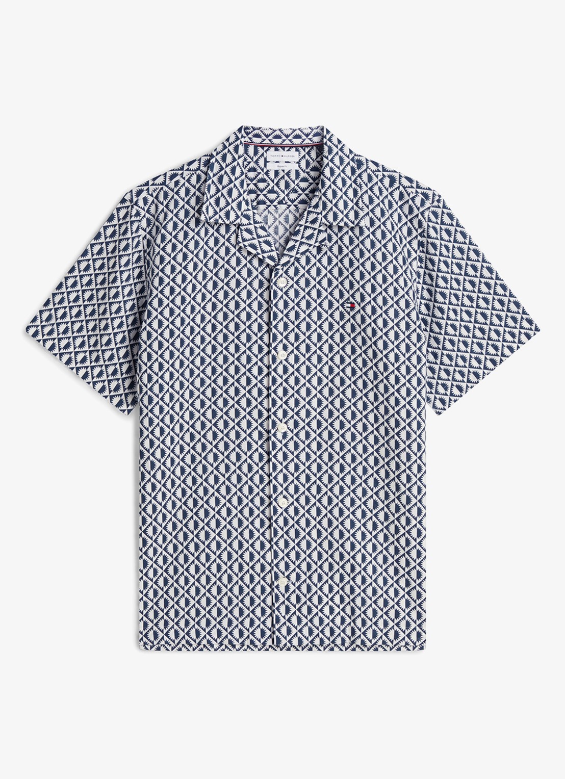 Tommy Hilfiger Regular fit overhemd met grafische print - voorkant donkerblauw