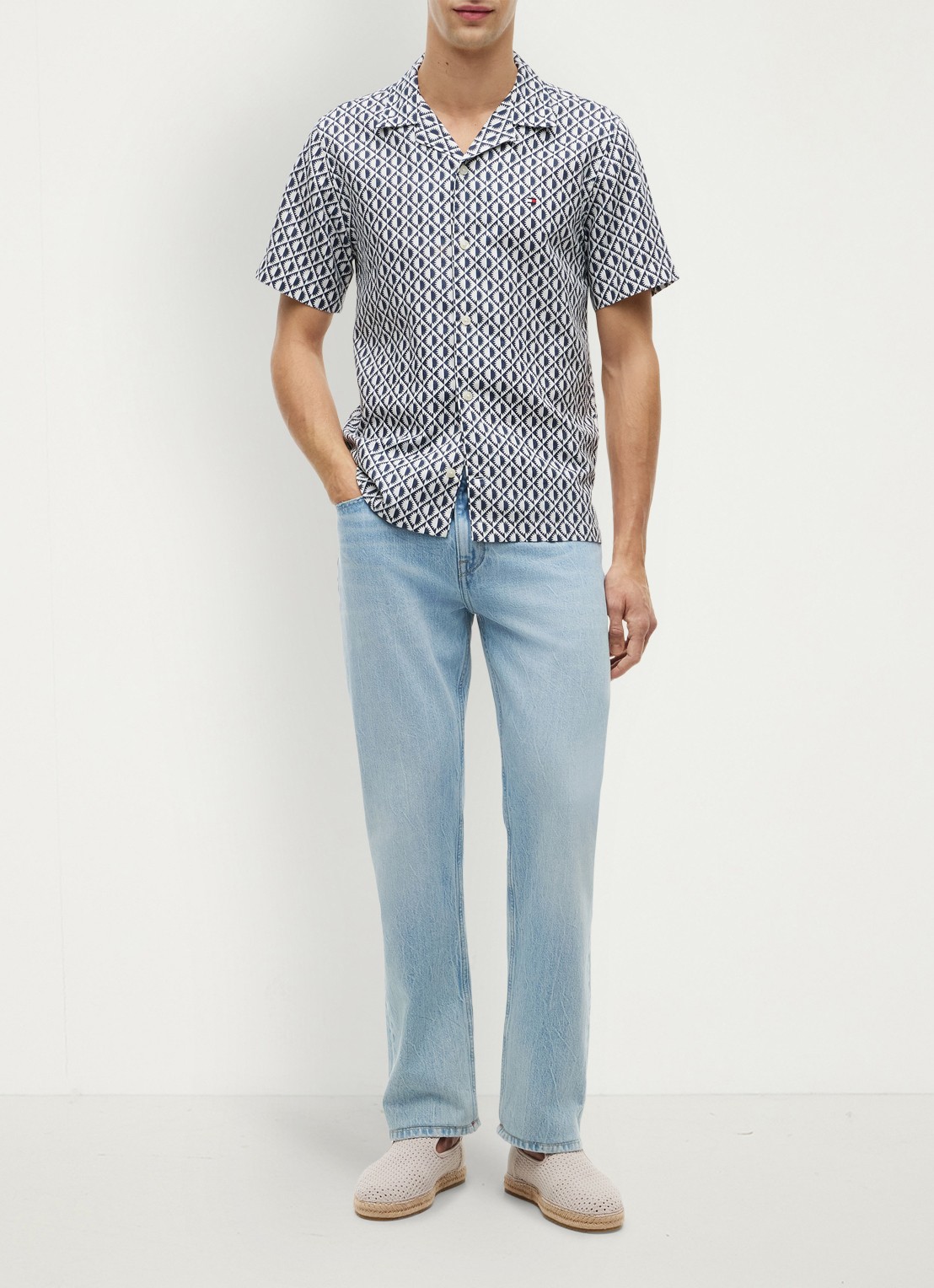 Tommy Hilfiger Regular fit overhemd met grafische print - voorkant 2 donkerblauw