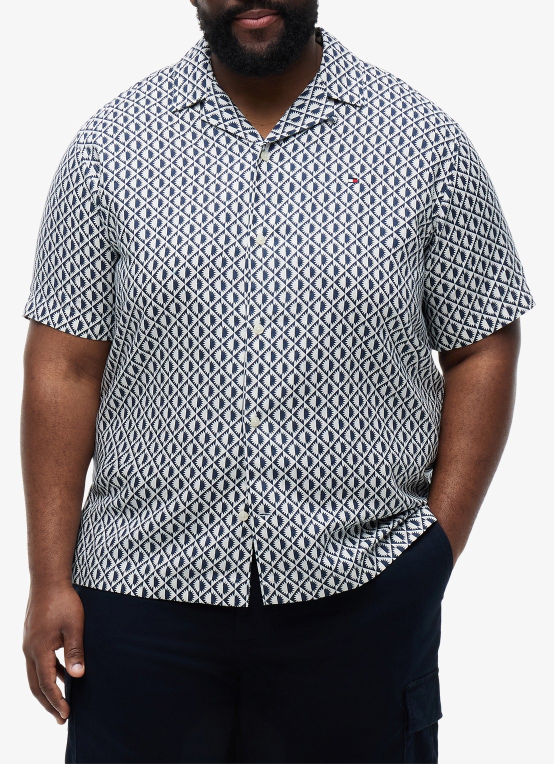 Tommy Hilfiger Regular fit overhemd met grafische print - detail 4 donkerblauw