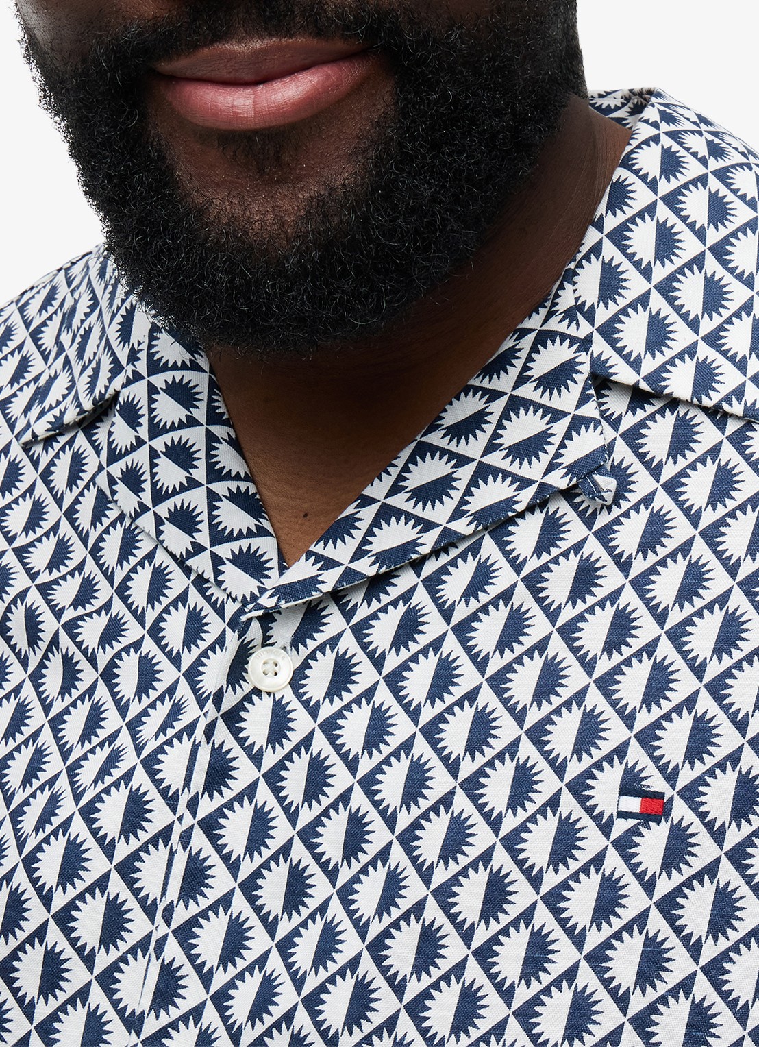 Tommy Hilfiger Regular fit overhemd met grafische print - detail 5 donkerblauw
