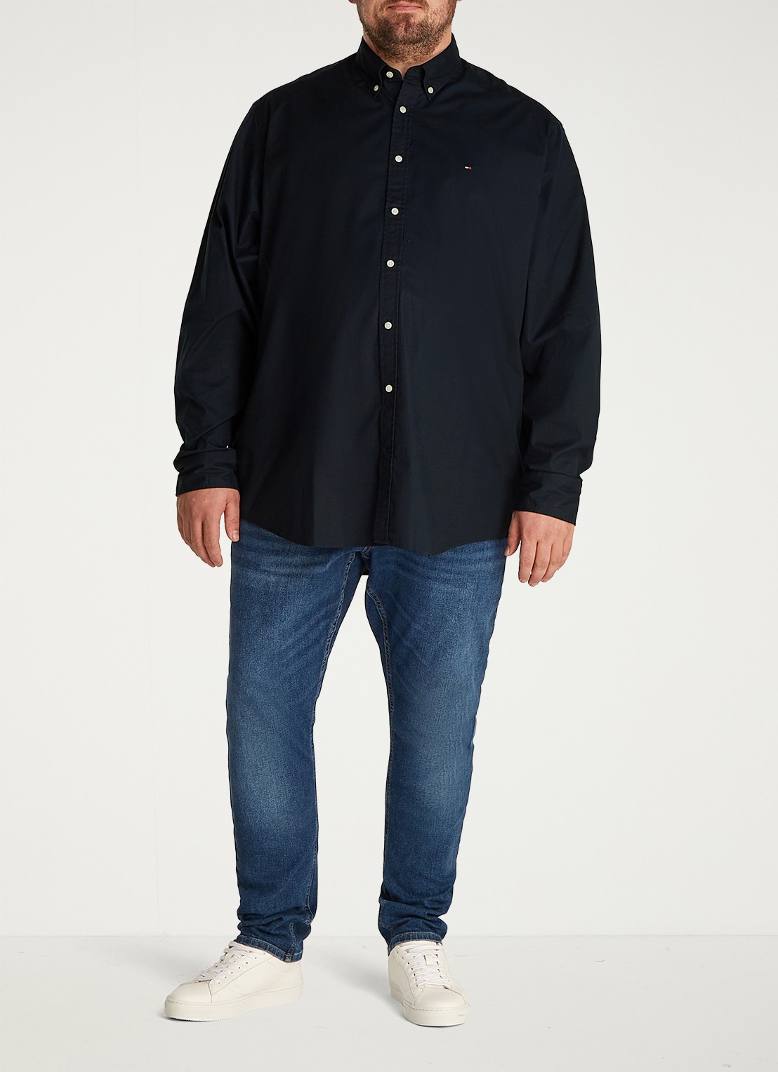 Tommy Hilfiger Regular fit overhemd met logo - voorkant 4 donkerblauw