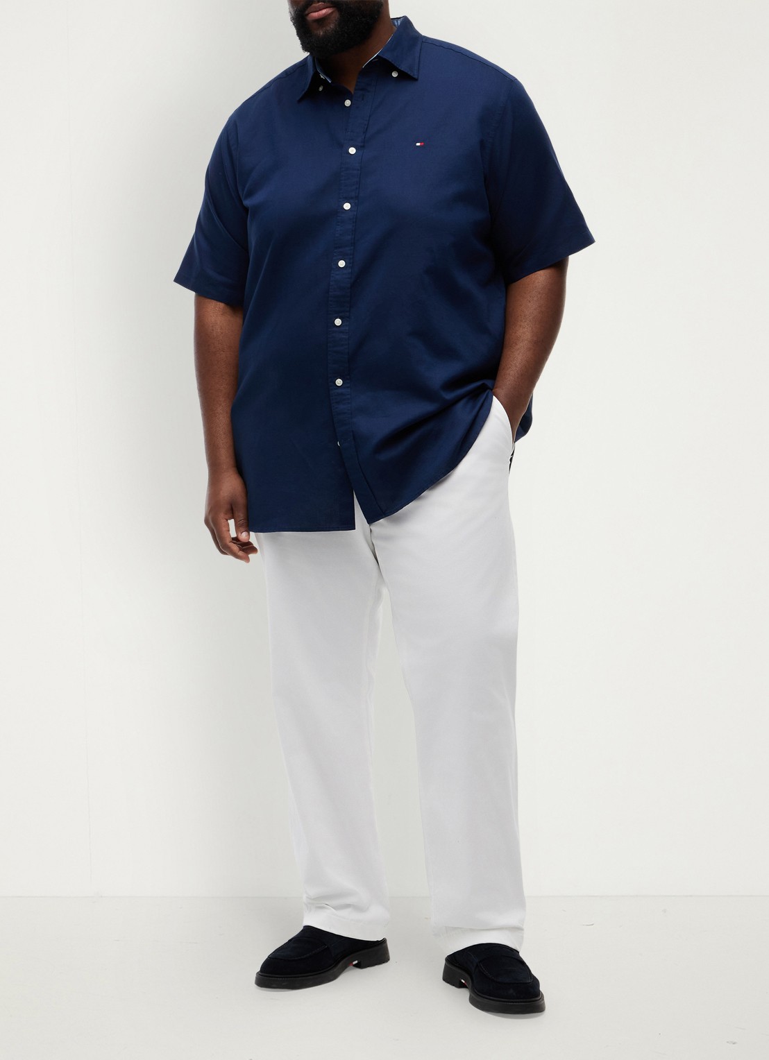 Tommy Hilfiger Regular fit overhemd met logo - voorkant 2 donkerblauw