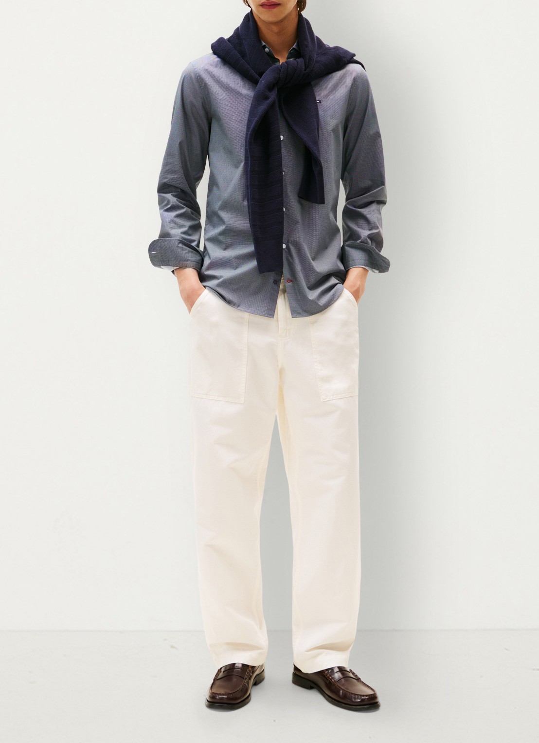 Tommy Hilfiger Regular fit overhemd met logoborduring - voorkant 4 grijs