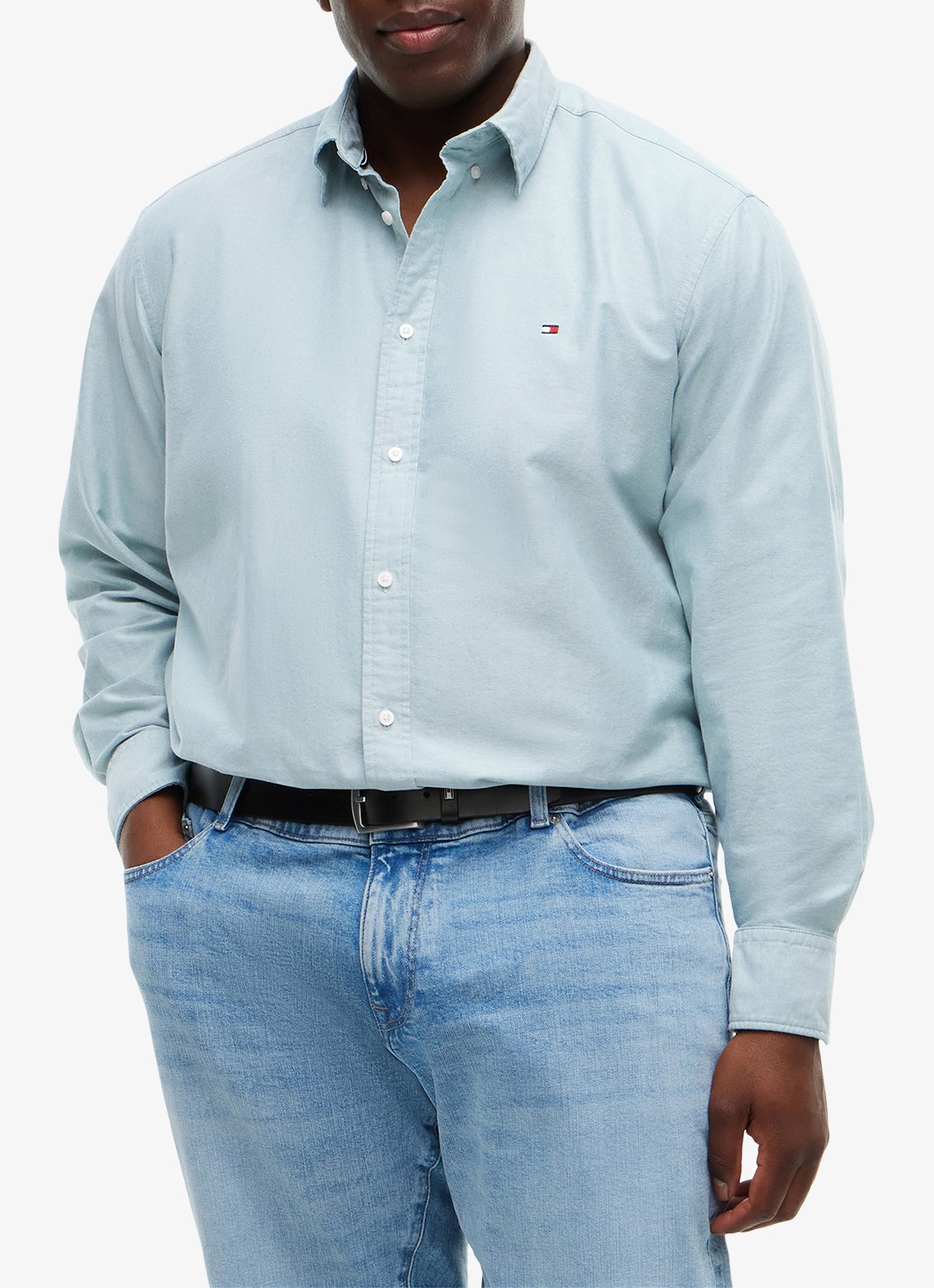 Tommy Hilfiger Regular fit overhemd met logoborduring - detail 4 lichtblauw