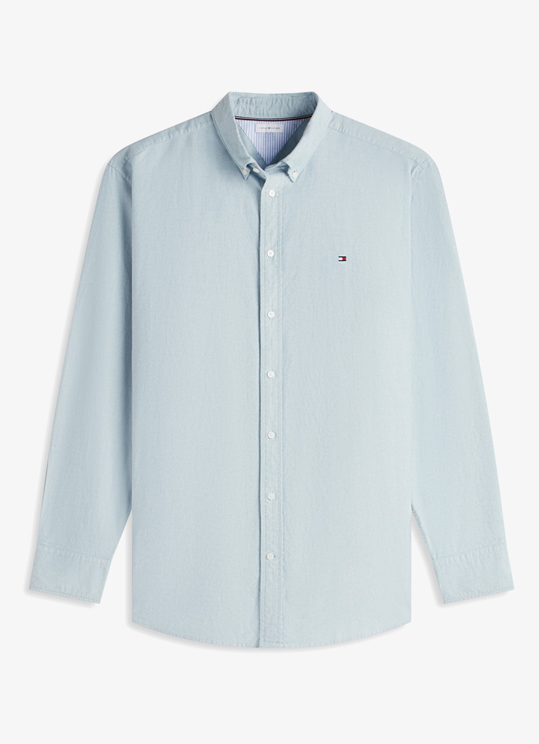 Tommy Hilfiger Regular fit overhemd met logoborduring - voorkant 2 lichtblauw