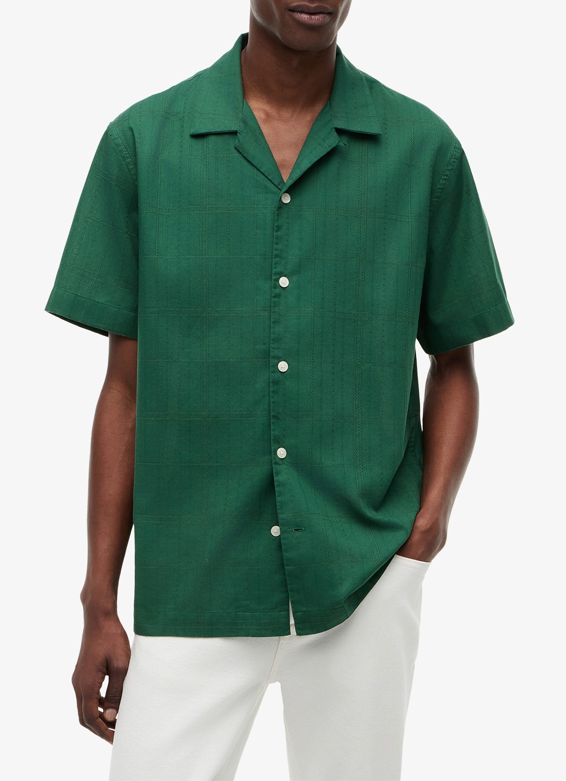 Tommy Hilfiger Regular fit overhemd met ruitdessin - detail mosgroen