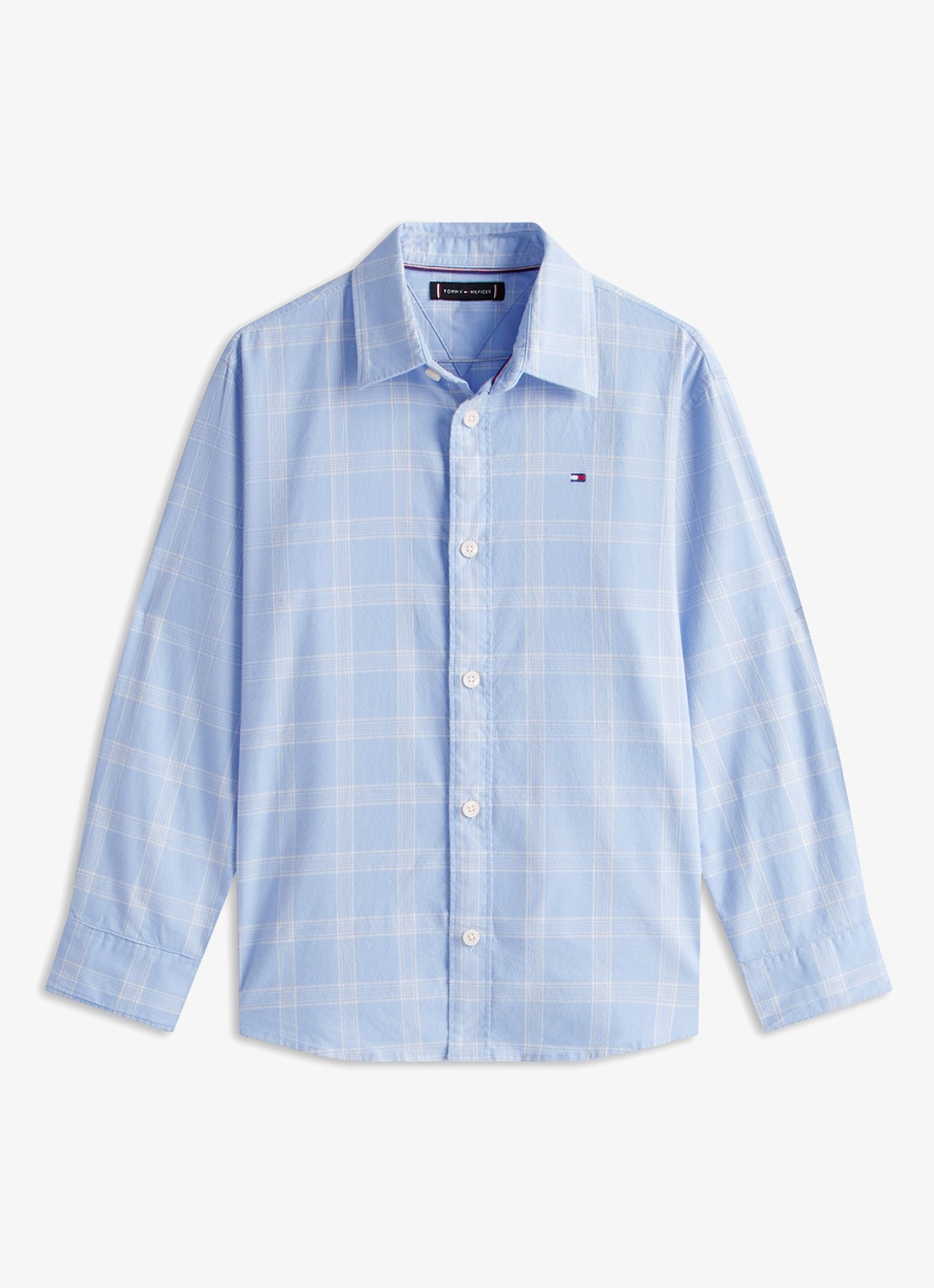 Tommy Hilfiger Regular fit overhemd met ruitdessin - voorkant 2 lichtblauw