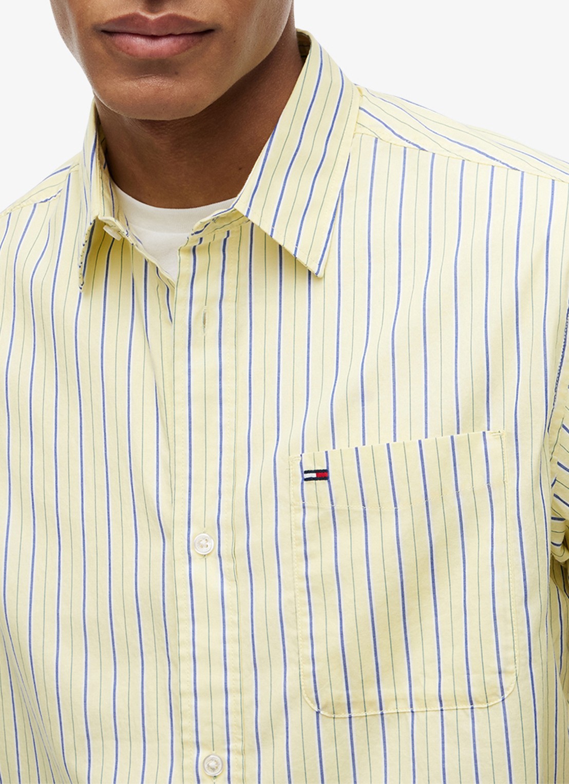 Tommy Hilfiger Regular fit overhemd met streepprint - detail 5 lichtgeel