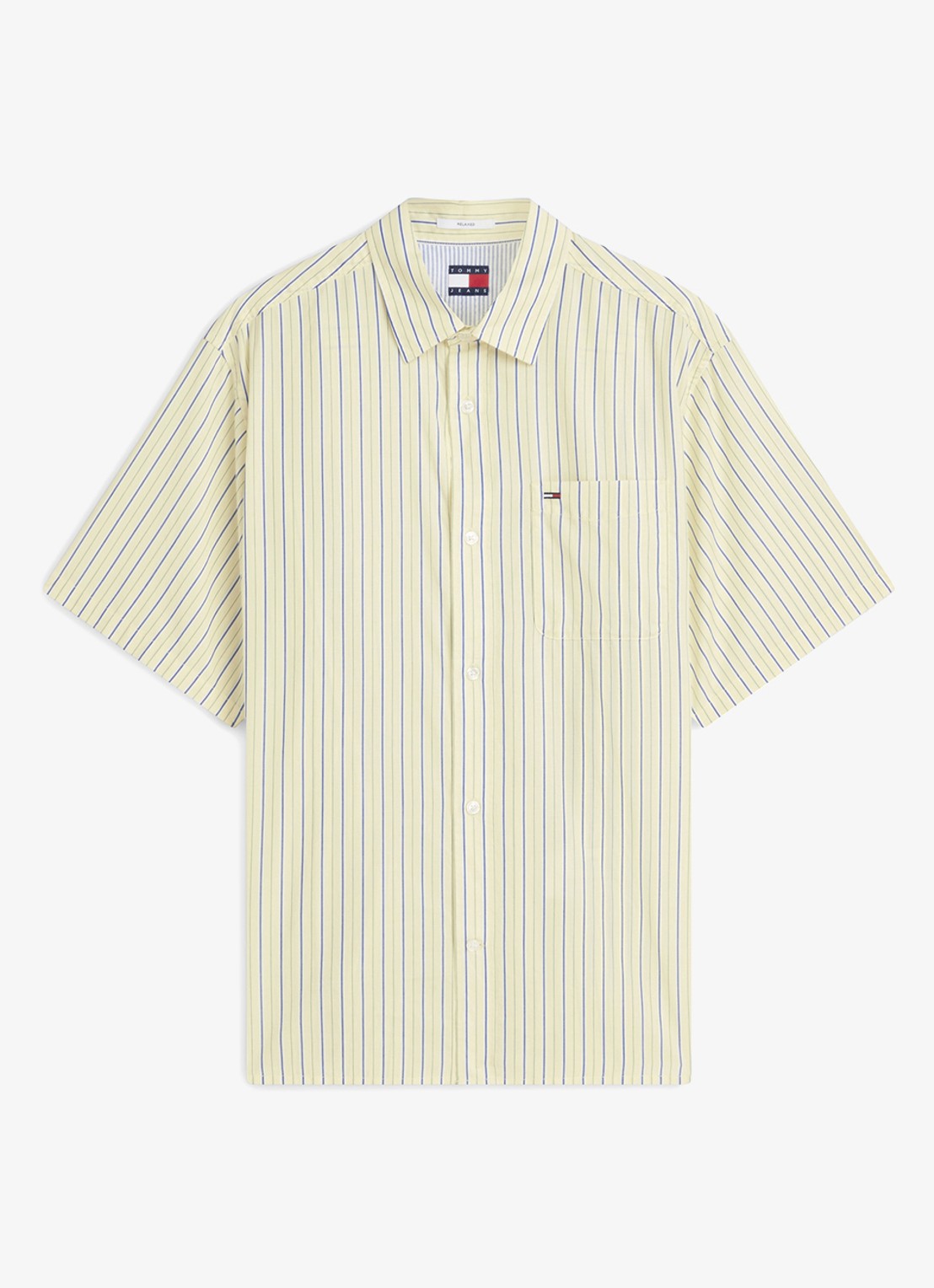 Tommy Hilfiger Regular fit overhemd met streepprint - voorkant lichtgeel