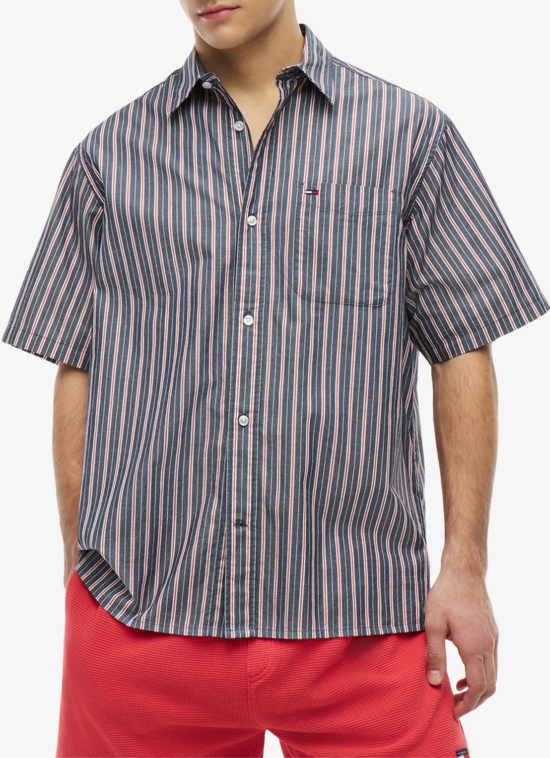 Tommy Hilfiger Regular fit overhemd met streepprint - detail donkerblauw
