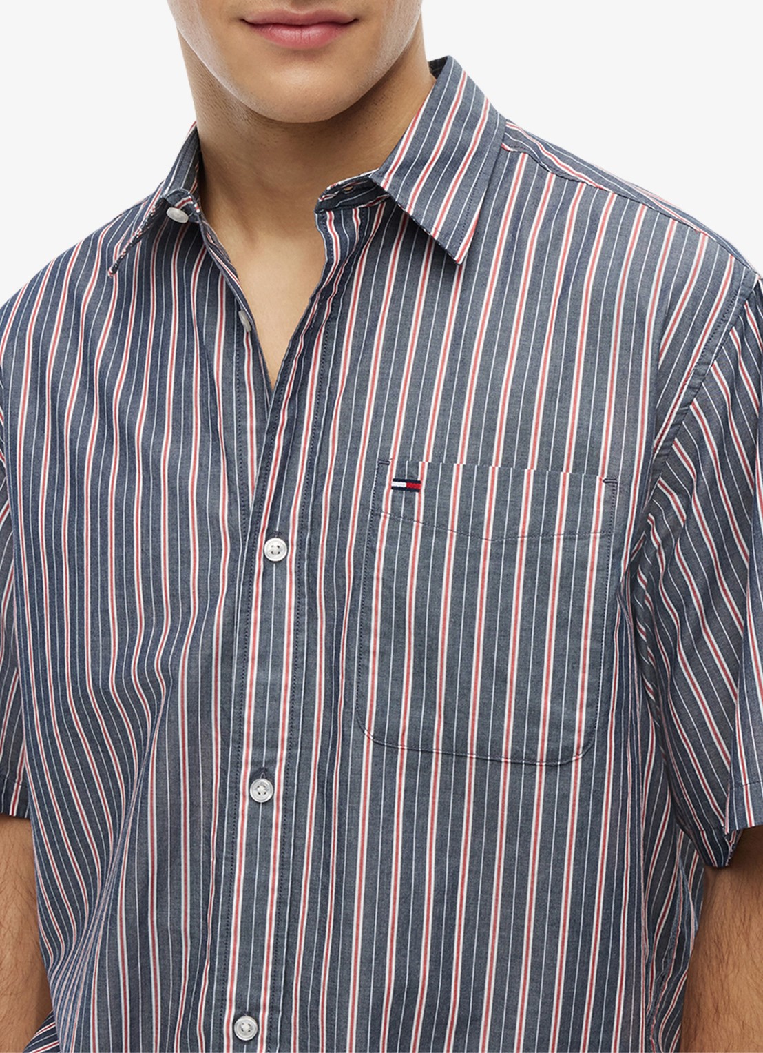 Tommy Hilfiger Regular fit overhemd met streepprint - detail 2 donkerblauw