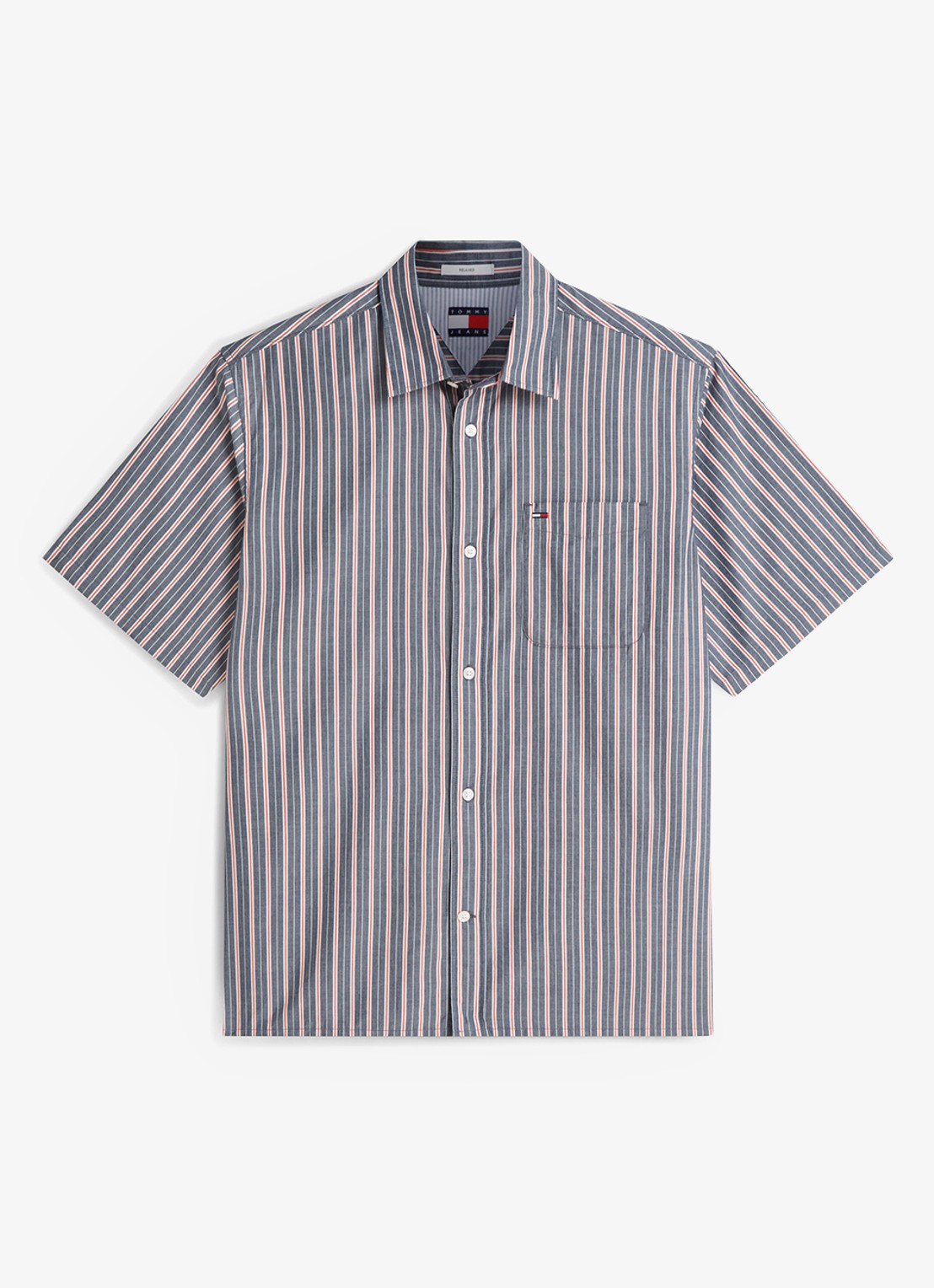 Tommy Hilfiger Regular fit overhemd met streepprint - voorkant 3 donkerblauw