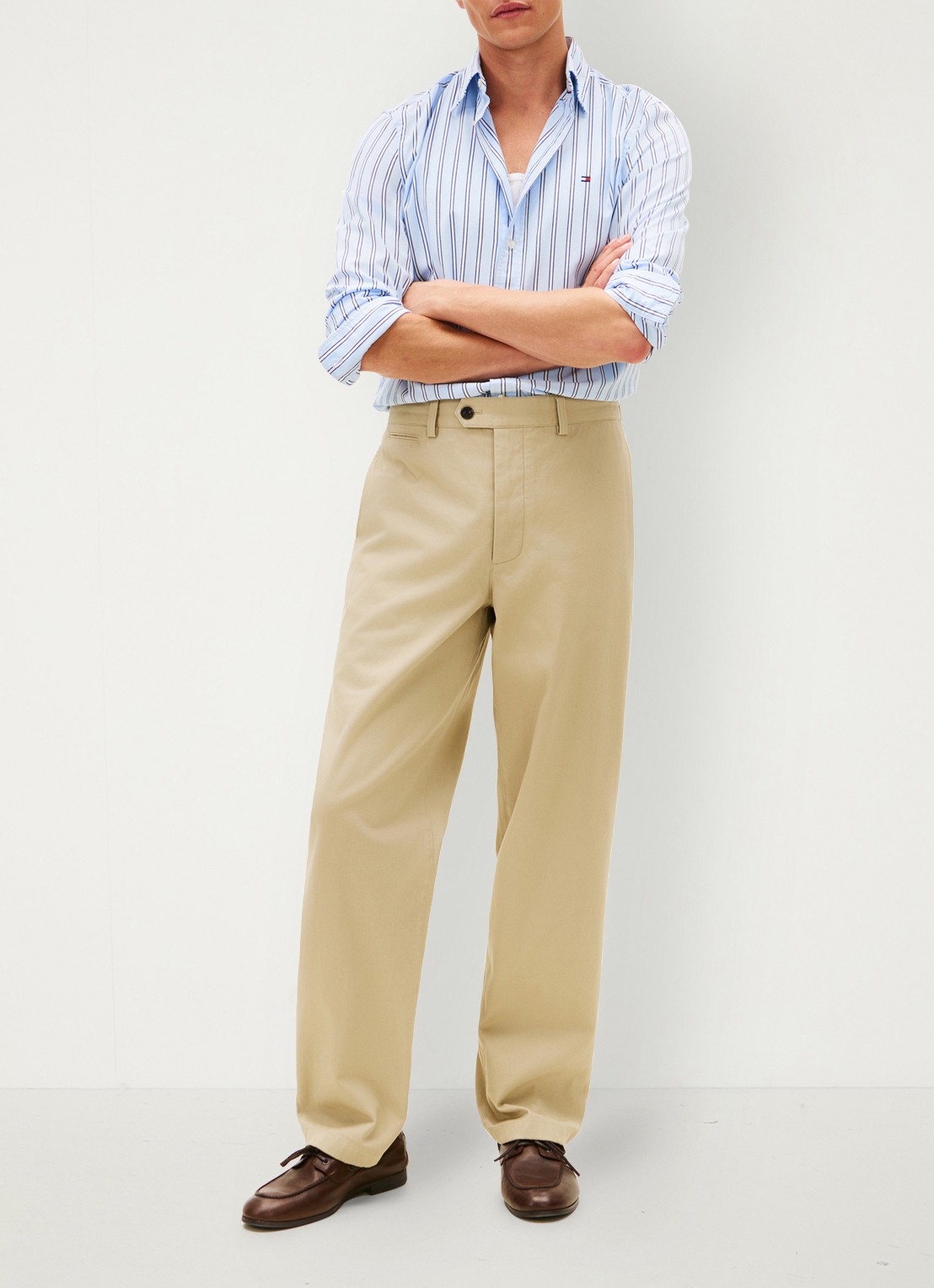 Tommy Hilfiger Regular fit overhemd met streepprint - voorkant 3 lichtblauw