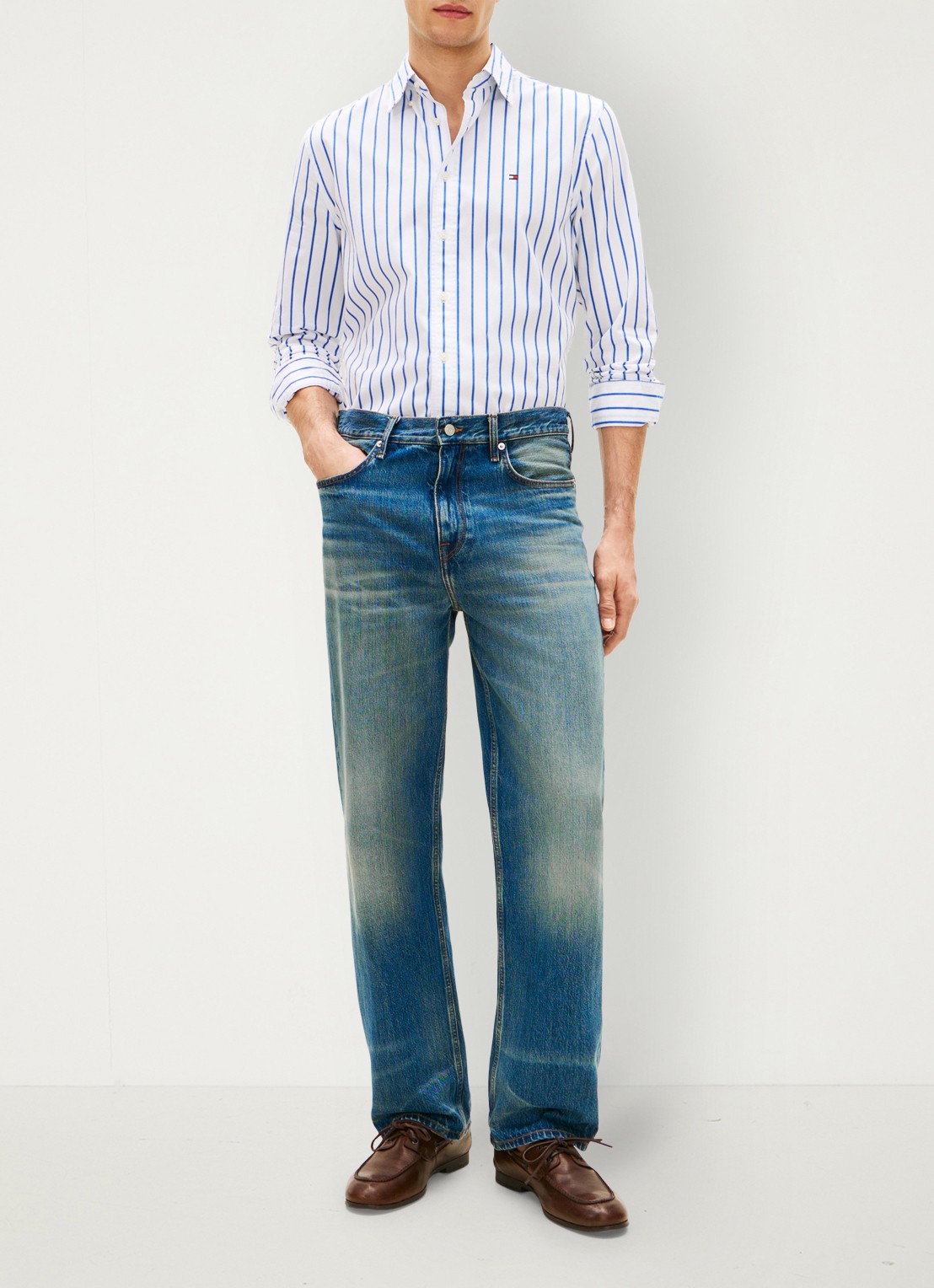 Tommy Hilfiger Regular fit overhemd met streepprint - voorkant 2 wit