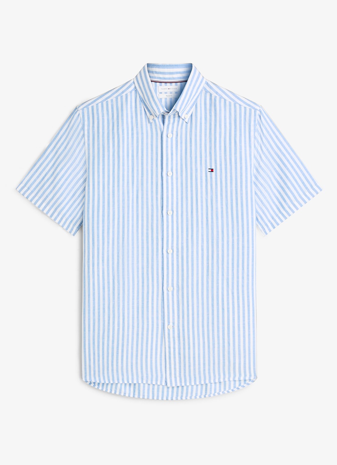 Tommy Hilfiger Regular fit overhemd met streepprint - voorkant lichtblauw