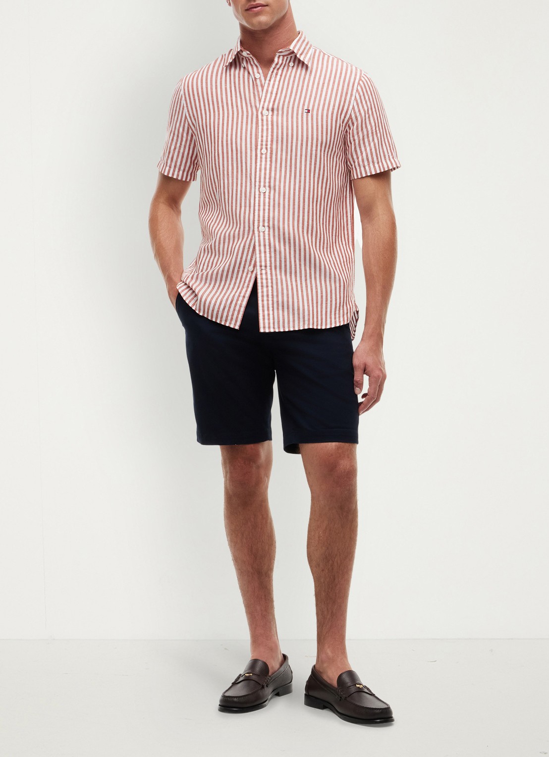 Tommy Hilfiger Regular fit overhemd met streepprint - voorkant 3 rood