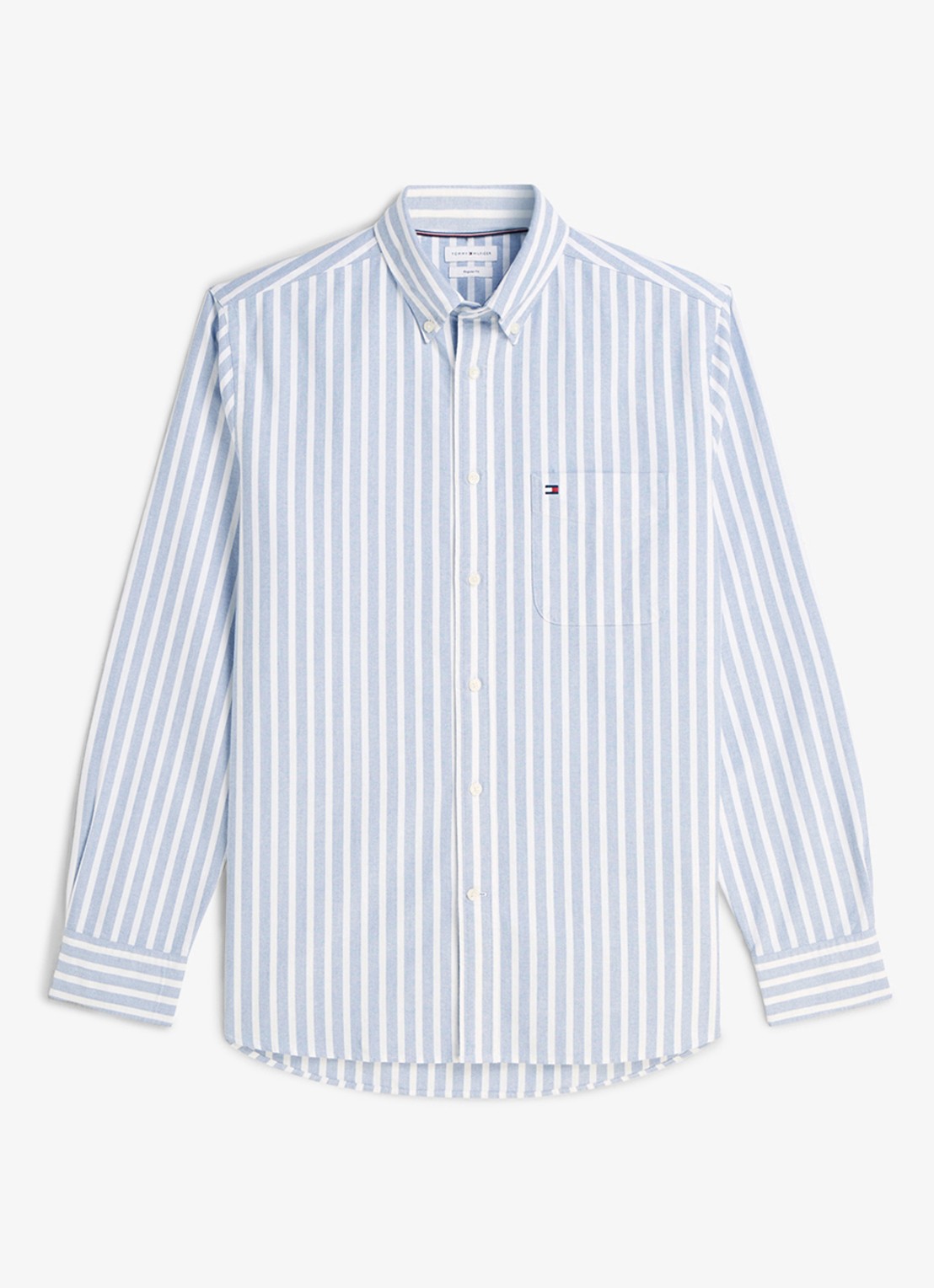Tommy Hilfiger Regular fit overhemd met streepprint - voorkant lichtblauw