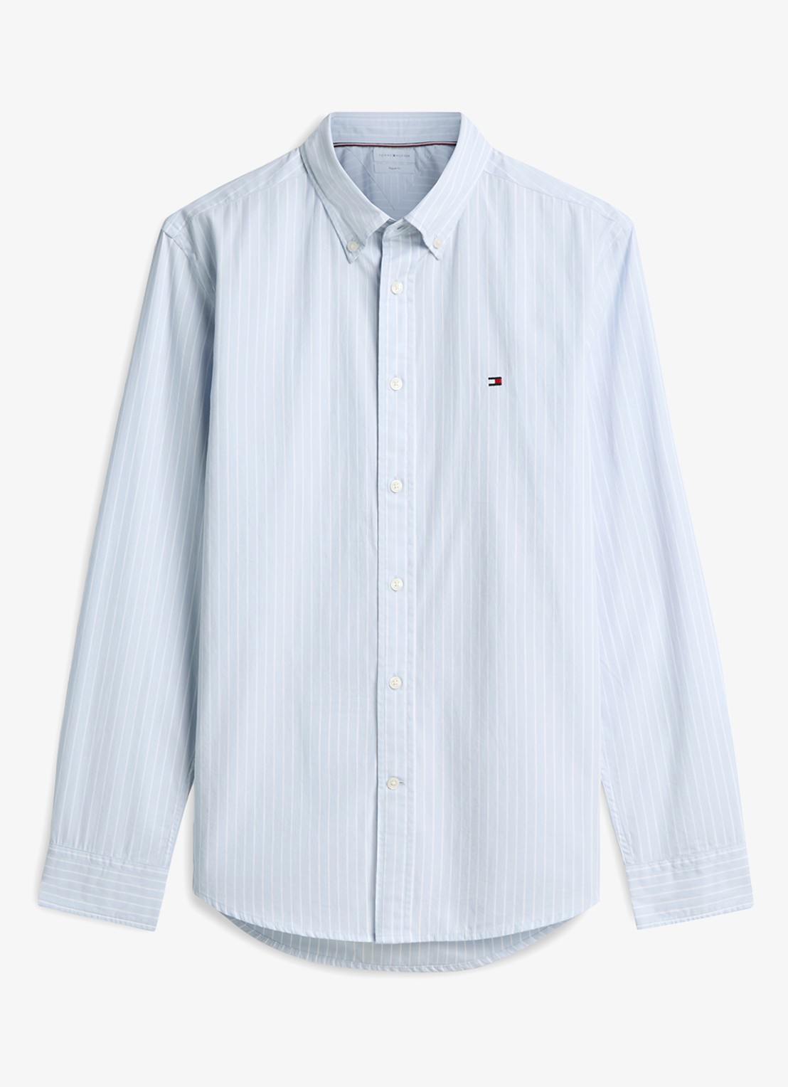 Tommy Hilfiger Regular fit overhemd met streepprint - voorkant 4 lichtblauw