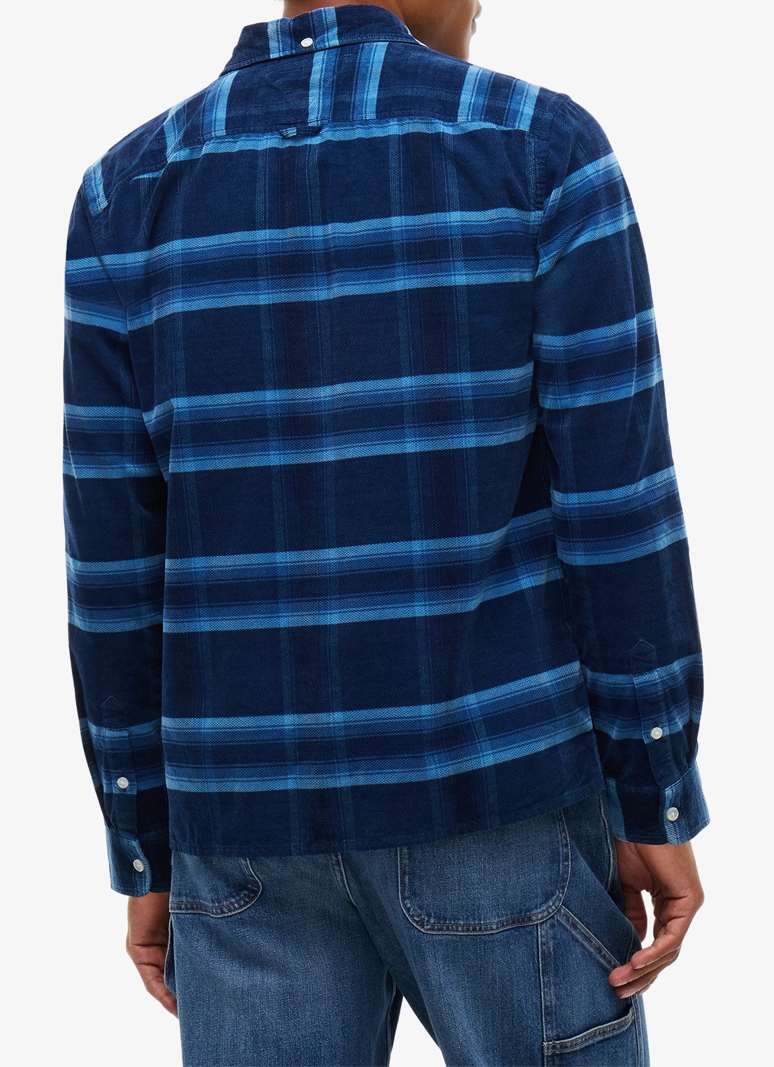 Tommy Hilfiger Regular fit overhemd van corduroy met ruitdessin - achterkant 3 donkerblauw