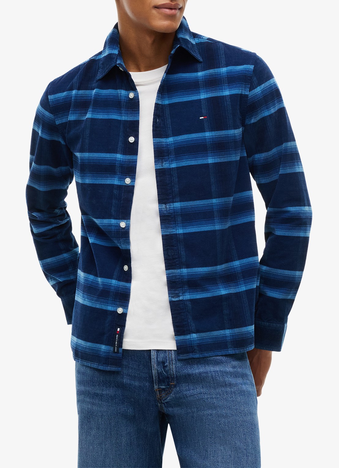 Tommy Hilfiger Regular fit overhemd van corduroy met ruitdessin - detail 4 donkerblauw