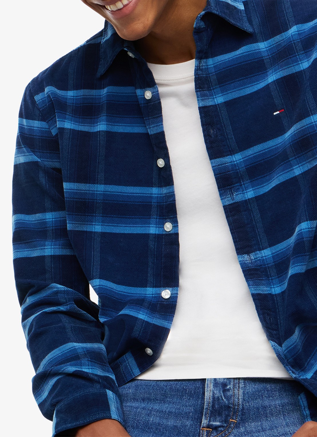 Tommy Hilfiger Regular fit overhemd van corduroy met ruitdessin - detail 5 donkerblauw