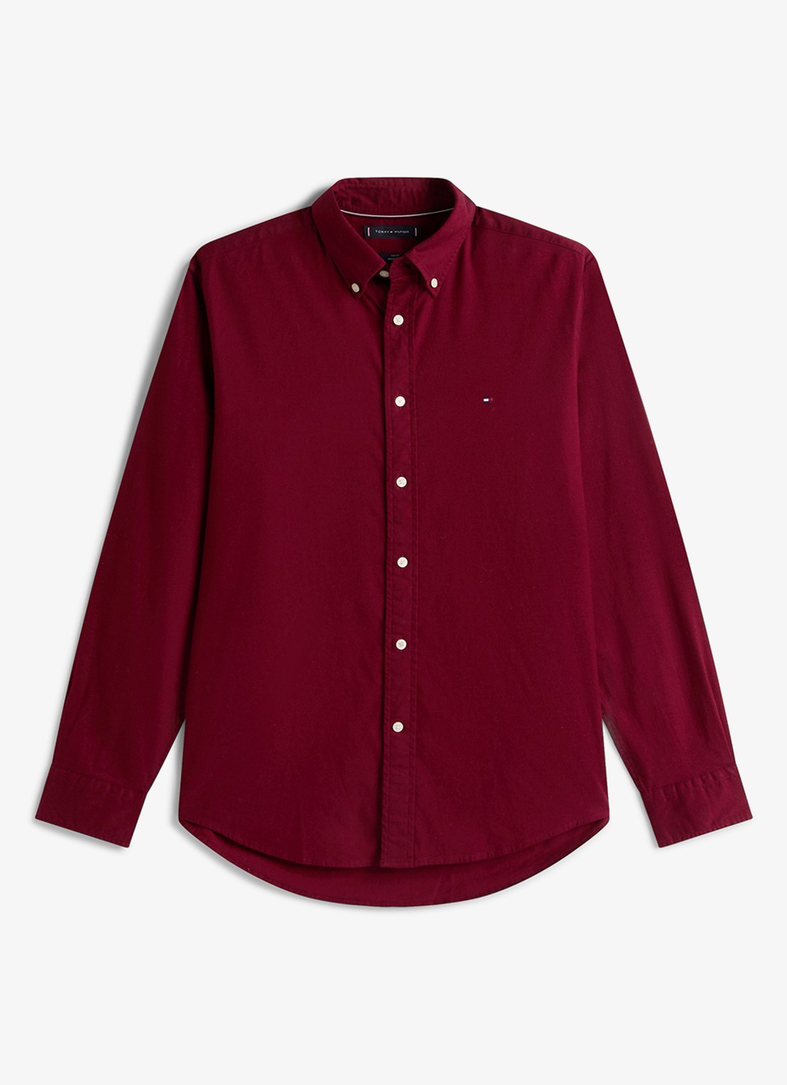 Tommy Hilfiger Regular fit overhemd van flanel - voorkant 3 bordeauxrood