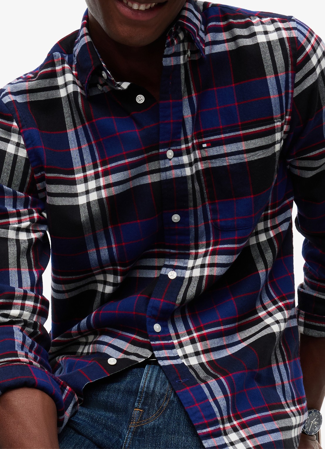 Tommy Hilfiger Regular fit overhemd van katoen met ruitdessin  - detail 2 donkerblauw