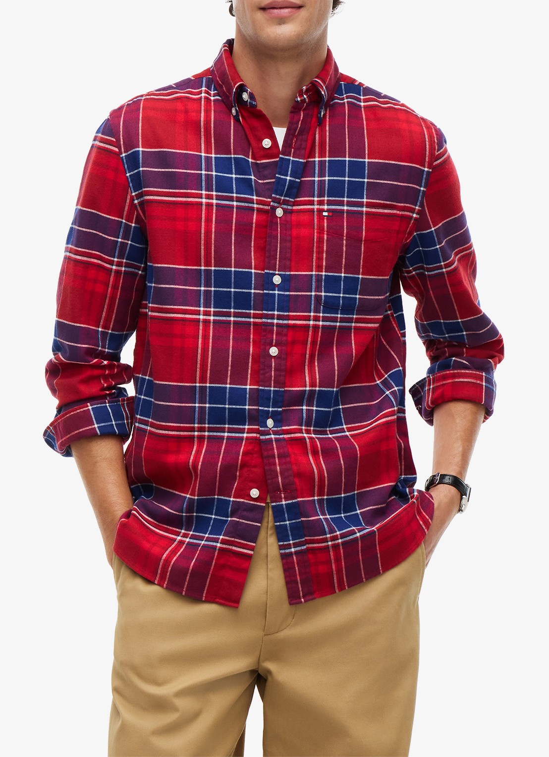 Tommy Hilfiger Regular fit overhemd van katoen met ruitdessin  - detail 4 rood