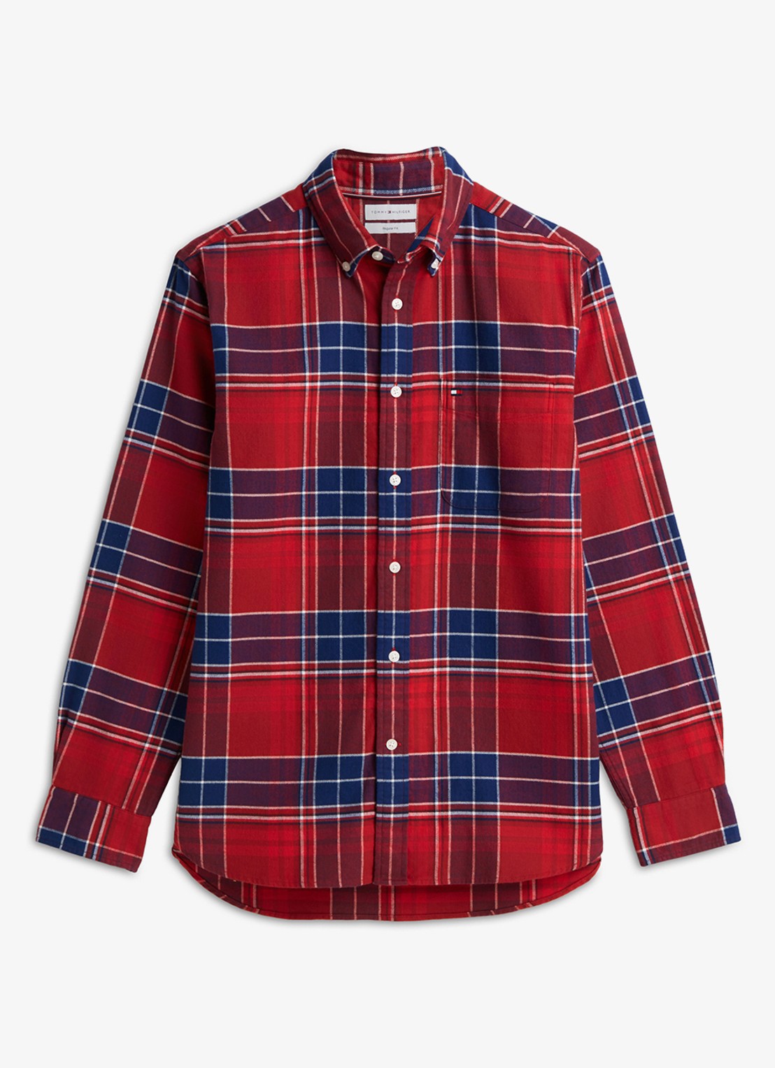 Tommy Hilfiger Regular fit overhemd van katoen met ruitdessin  - voorkant 2 rood