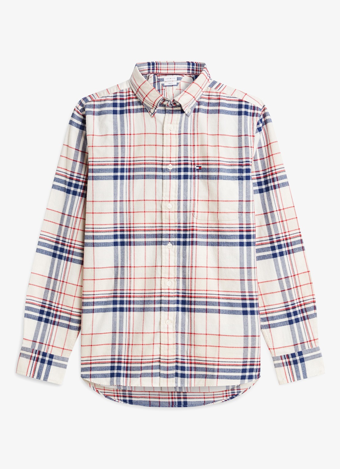 Tommy Hilfiger Regular fit overhemd van katoen met ruitdessin  - voorkant ivoor