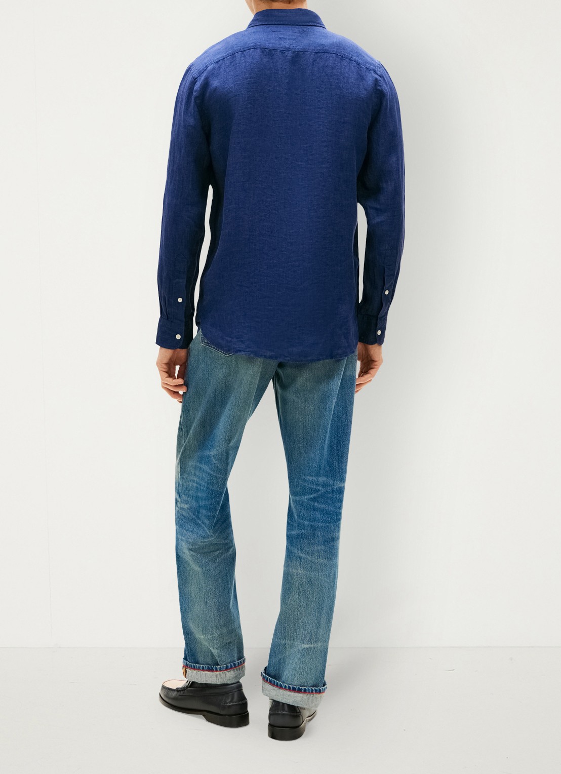 Tommy Hilfiger Regular fit overhemd van linnen - achterkant 3 carbon navy-dcc / donkerblauw