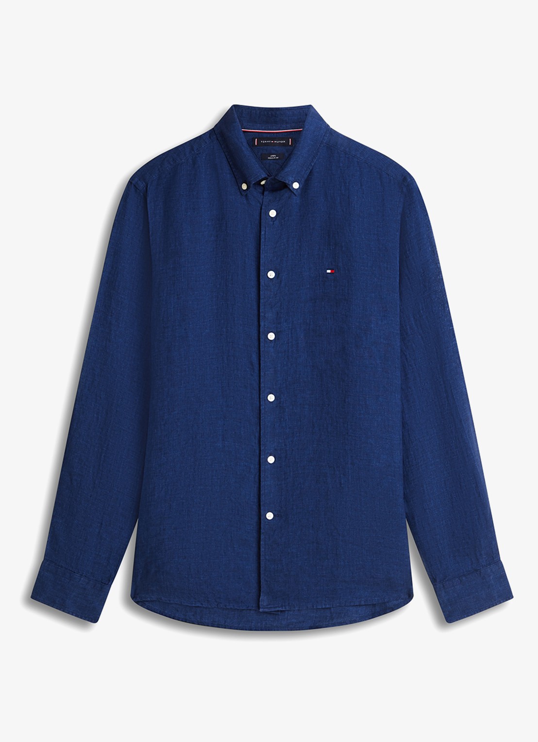Tommy Hilfiger Regular fit overhemd van linnen - voorkant 4 carbon navy-dcc / donkerblauw